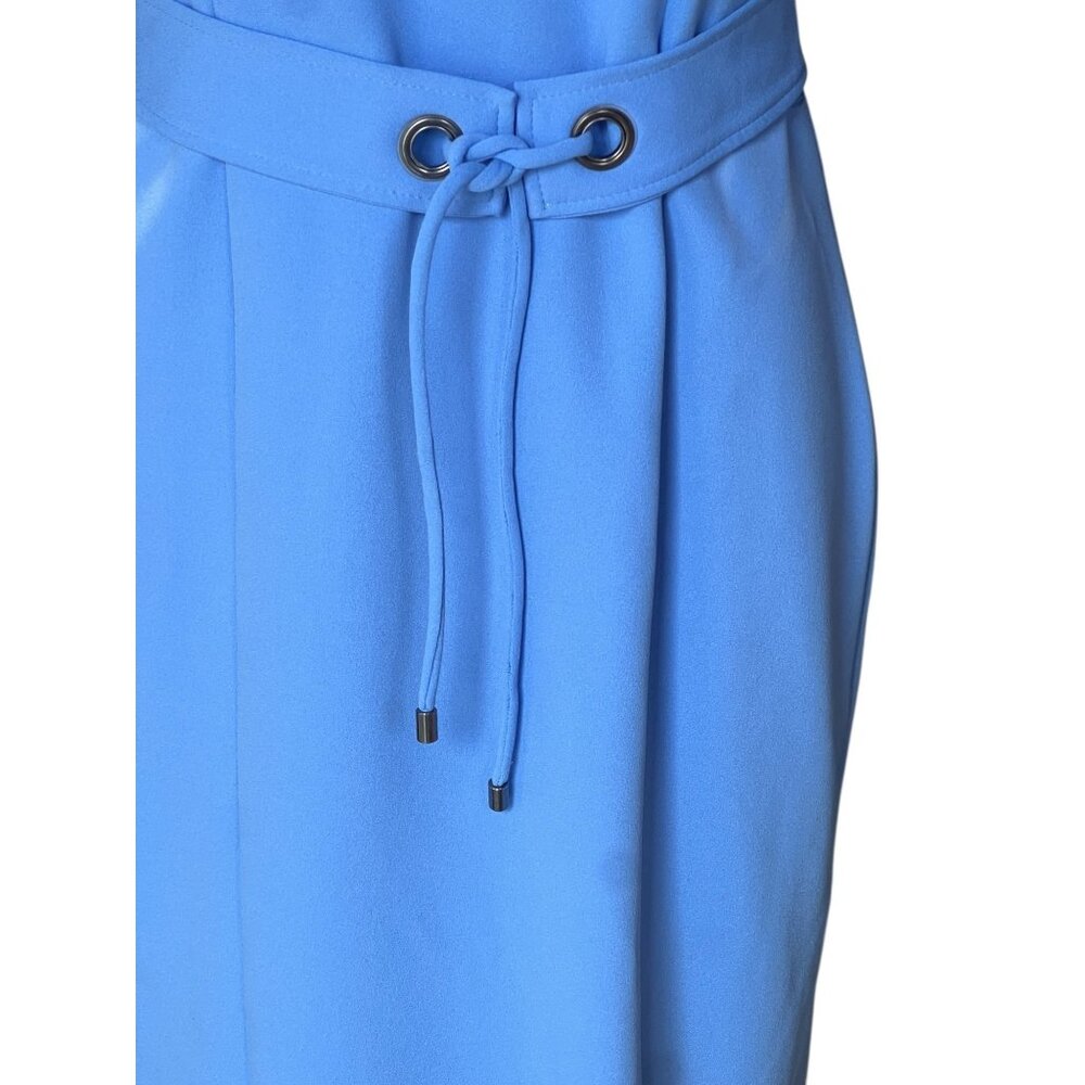 Karl Lagerfeld Paris Womens Blue Dress Size 10 Adjustable Belt Puff Sleeves READ - Picture 2 of 12